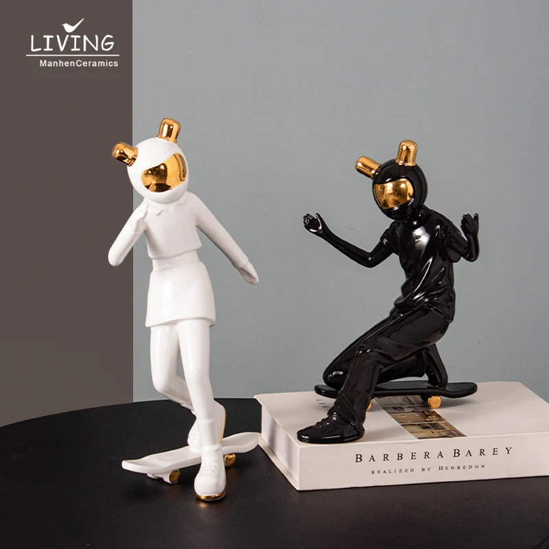 Modern Luxury Home Decoration Accessories Creative Color Sports Human Styling Ornaments Desktop Ceramic Crafts Home Decorations