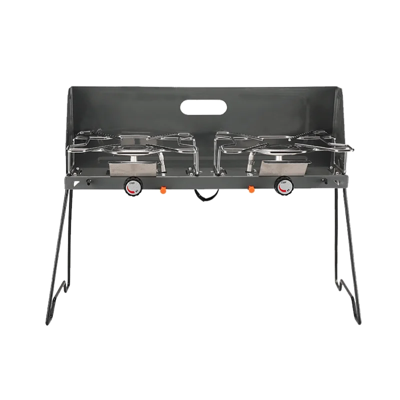 Outdoor Camping New Product Double Head Gas Stove  Picnic Kitchen Barbecue