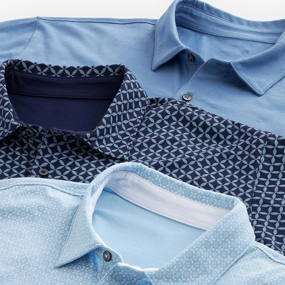 OEM custom logo luxury high quality stretch milk silk vintage printed golf shirt for men