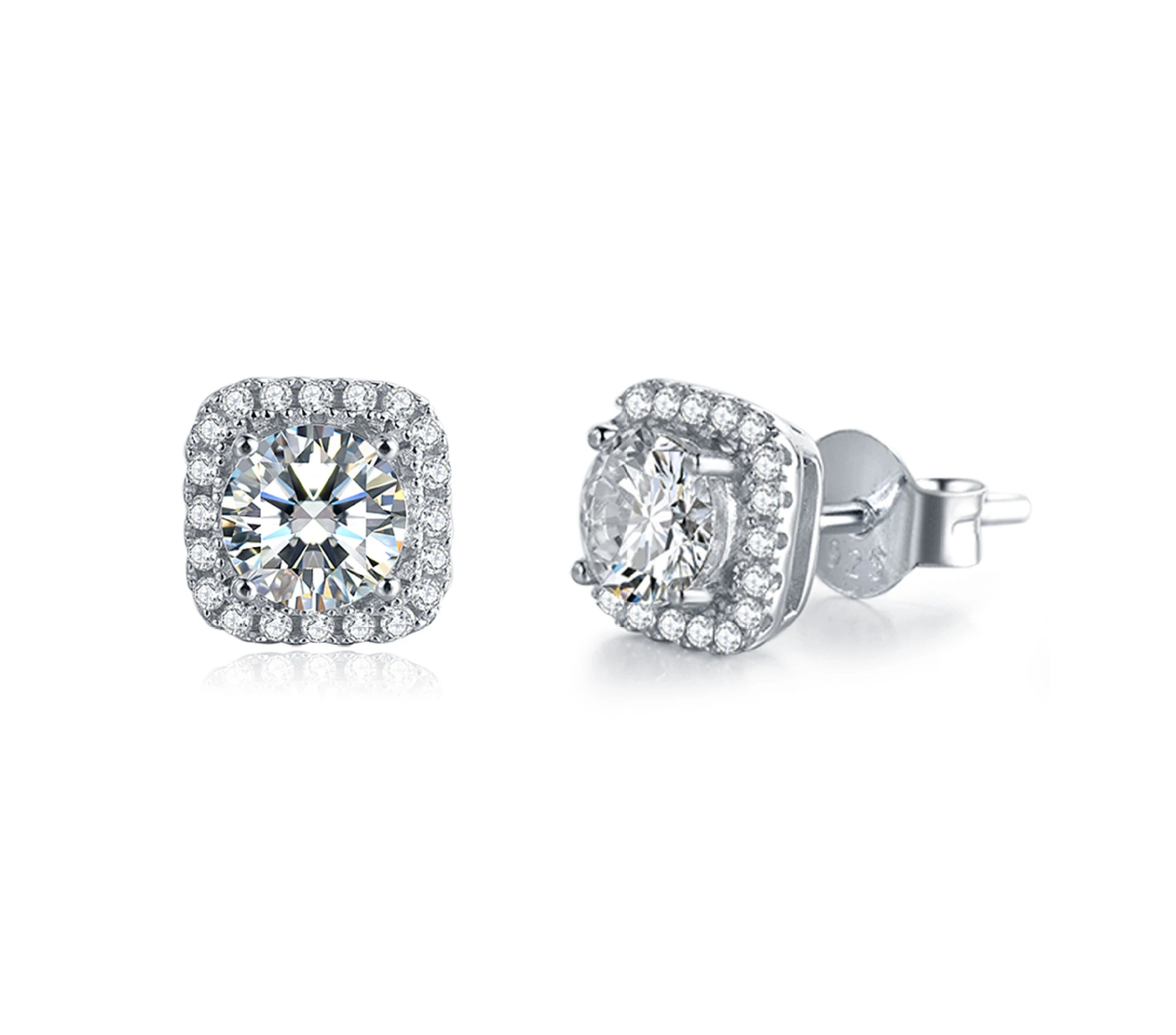Zuanfa Luxury s925 sterling silver halo 0.5 carat moissanite diamond earring studs
