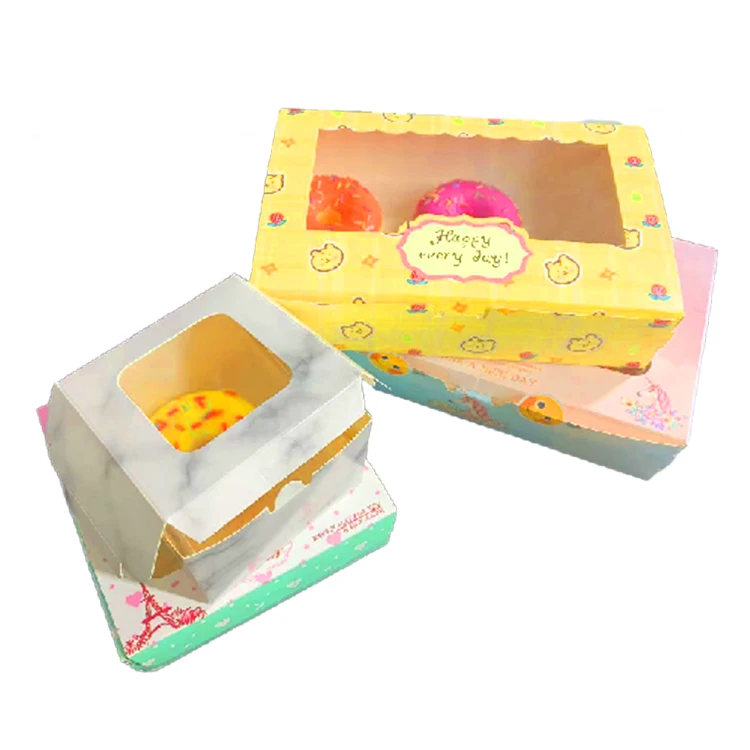 Logo Custom Cake Cup Packaging Box Clean Window Craft Paper Cupcake Box Service Cake Takeaway Paper Box