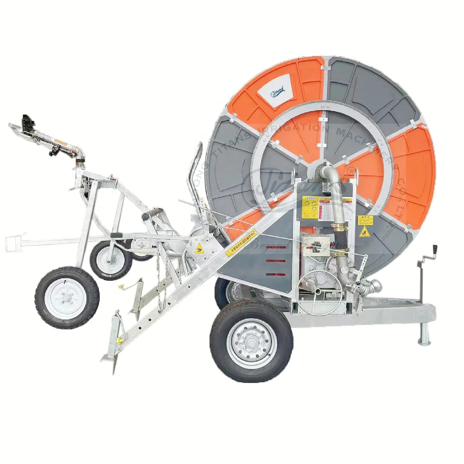Titans 75-400 New Hose Reel Irrigation Machine with Rain Gun Sprinkler for Farm System