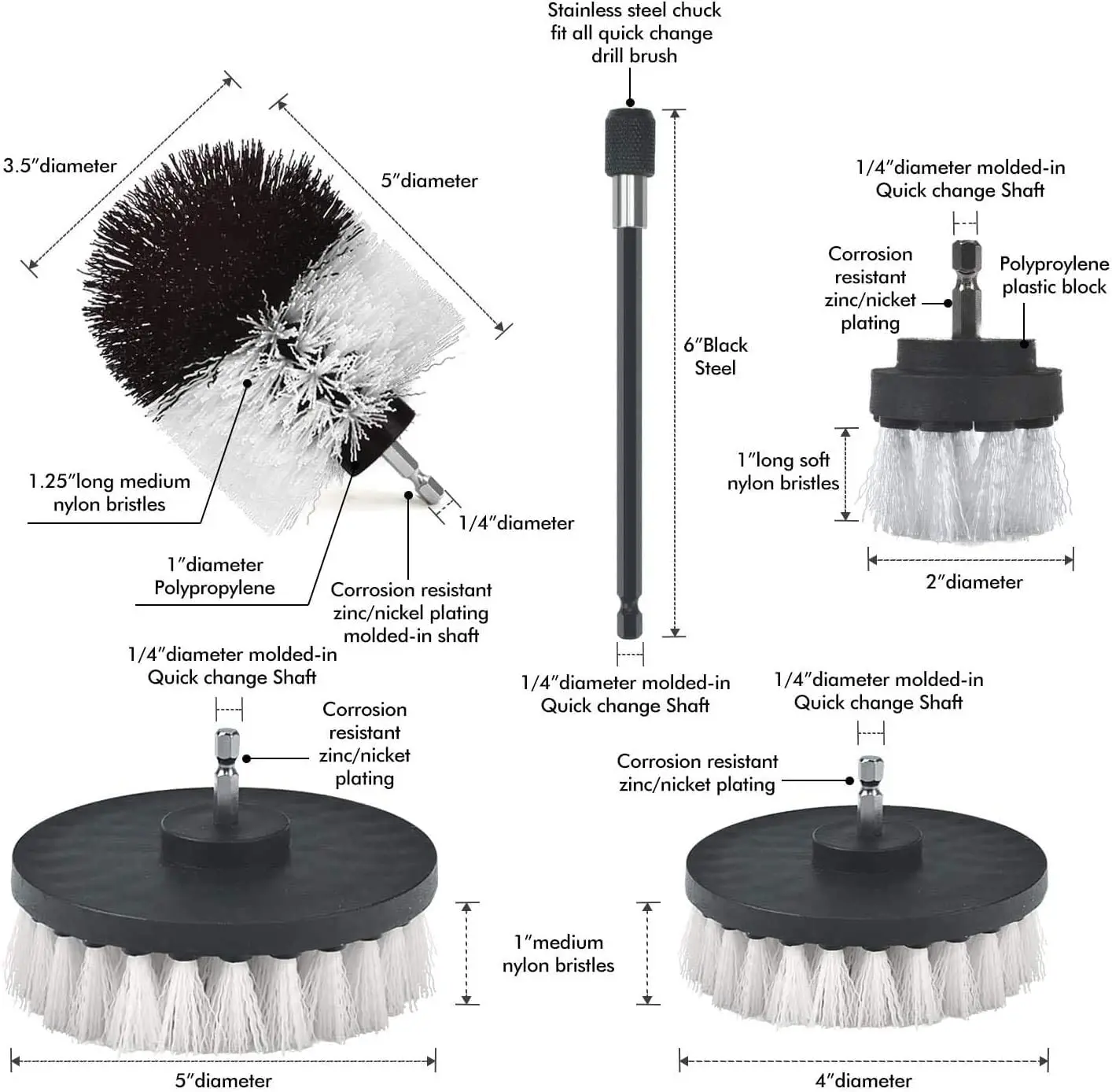 Drill Brush Attachment Set,Power Cleaning Scrub Brush,All Purpose Drill Brushes  Car Cleaning