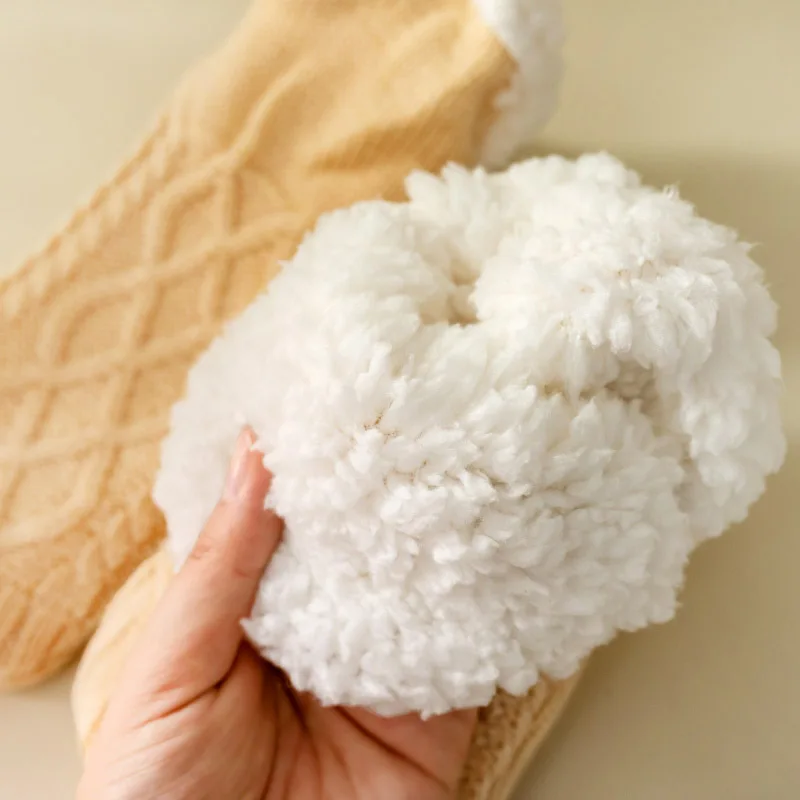 Plush and thickened home floor socks for warmth preservation glue dispensing  indoor slippers and socks