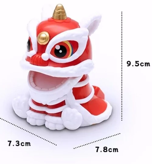 7.3*7.8*9.5CM Solar Nodding Head Lion Dance Handmade Cat Solar Power  Plastic Dance Lion for Coffee Shop Car Decor