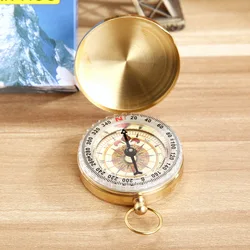 New Outdoor Camping Hiking Portable Pocket Brass Gold Color Copper Compass Navigation with Noctilucence Display Compass
