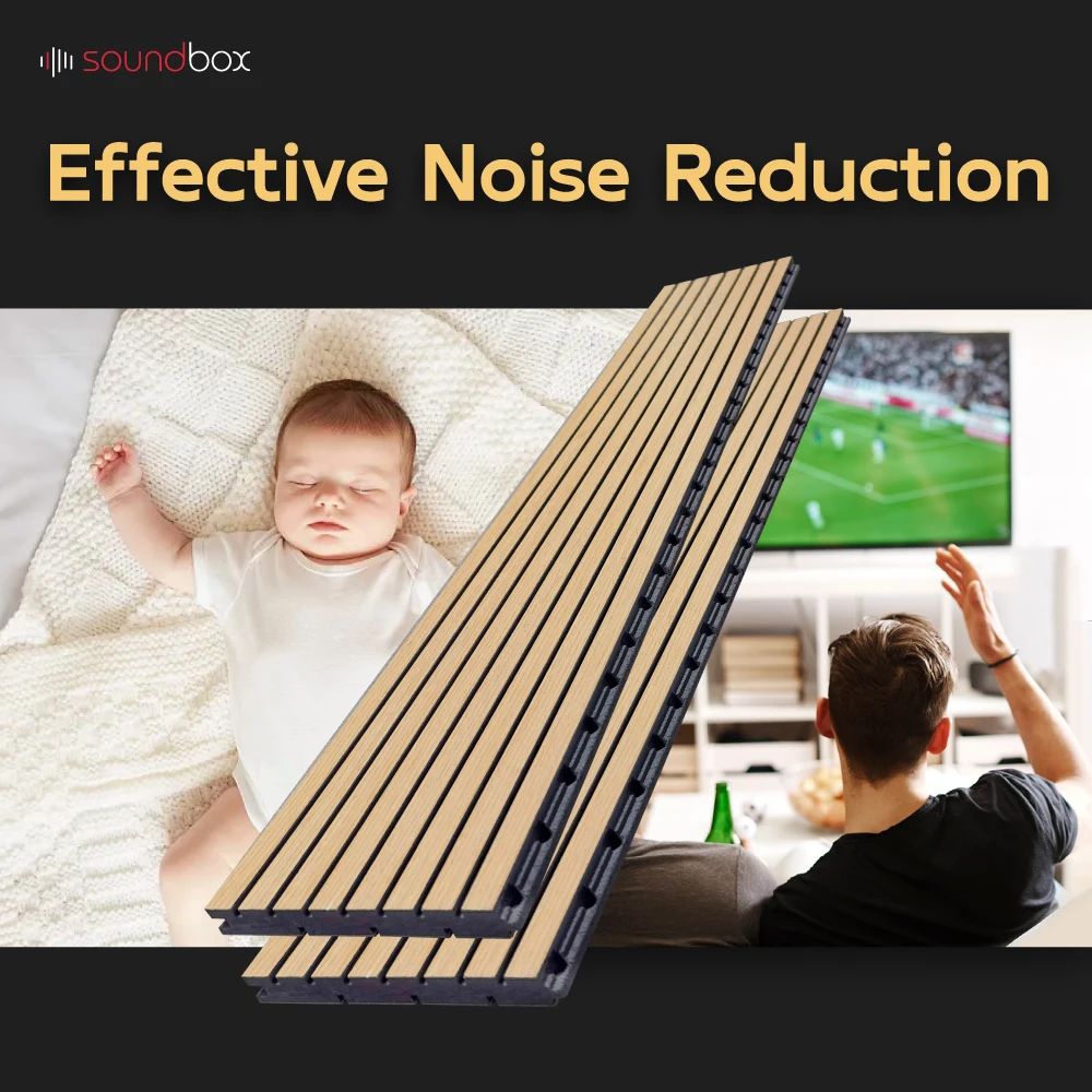 Soundbox akupanel wall panels soundproof 2400mm*600mm panels grooved acoustic for decoration interior