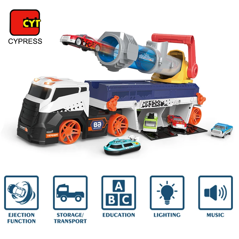 Catapult Car Toys Ejection Transporter Truck Toys With Soft Bullets For Children