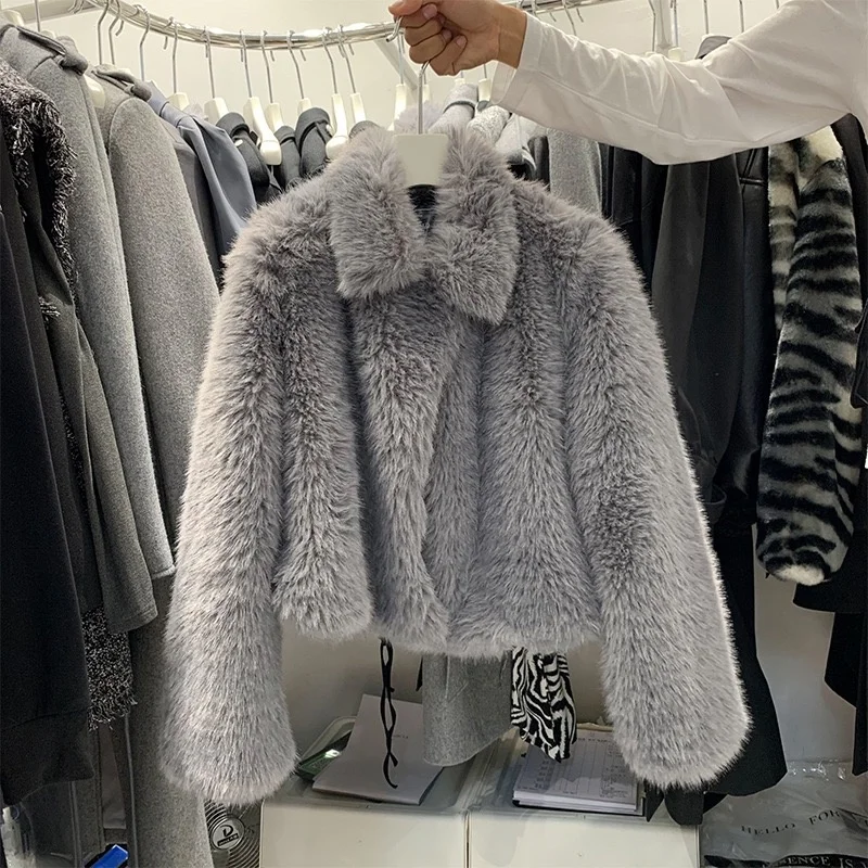 2022 new design drop shipping fashion women fur coat loose fur jacket ladies