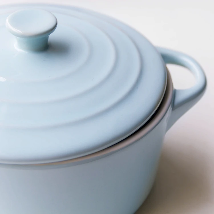 Microwave Oven Safe Baking Bowl Soup Cooking Pot Ceramic Mini Round Casserole Dish With Lid