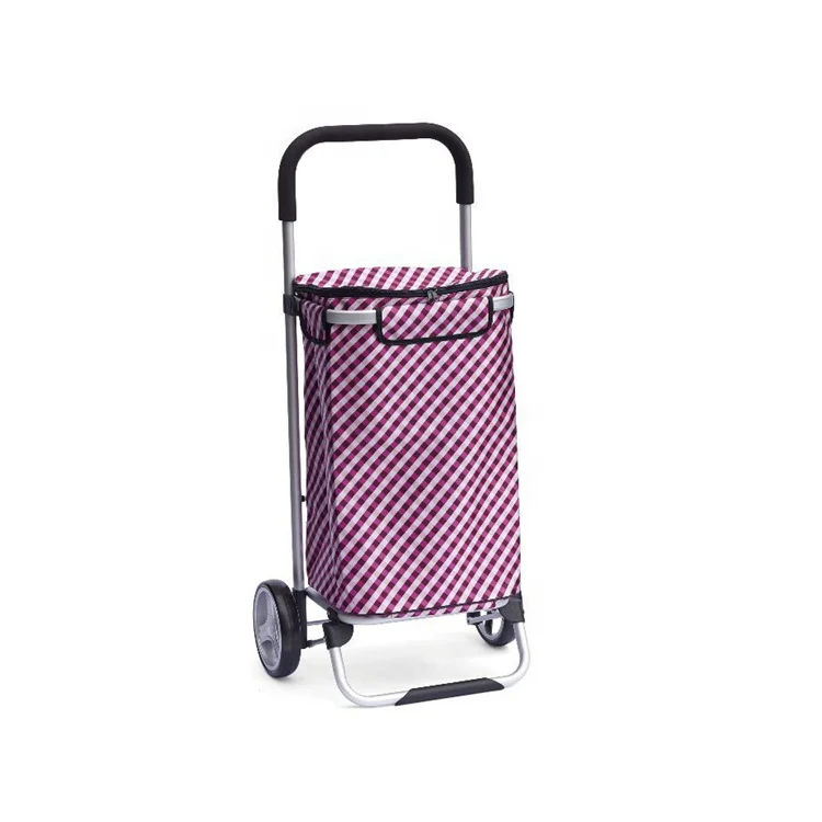Supermarket Foldable Trolley Shopping Bag Vegetable Folding Shopping Trolley Cart
