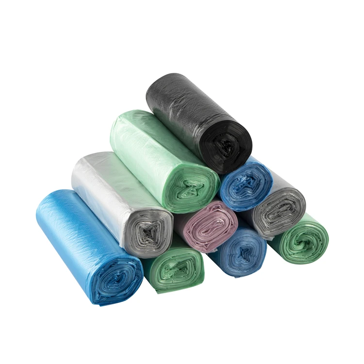Promotion portable disposable household kitchen colorful plastic disposable garbage bags on a roll