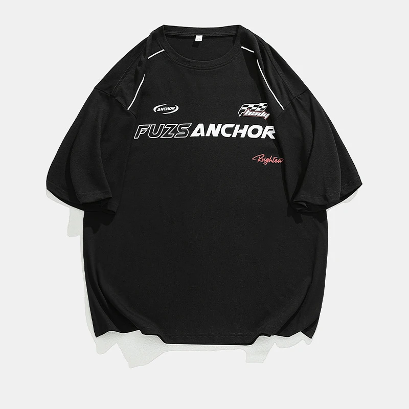 OEM Man Vintage Washed T Shirts Wholesale Digital Printing Custom Man Shirts Loose New Style High Street Racing element T-shirt