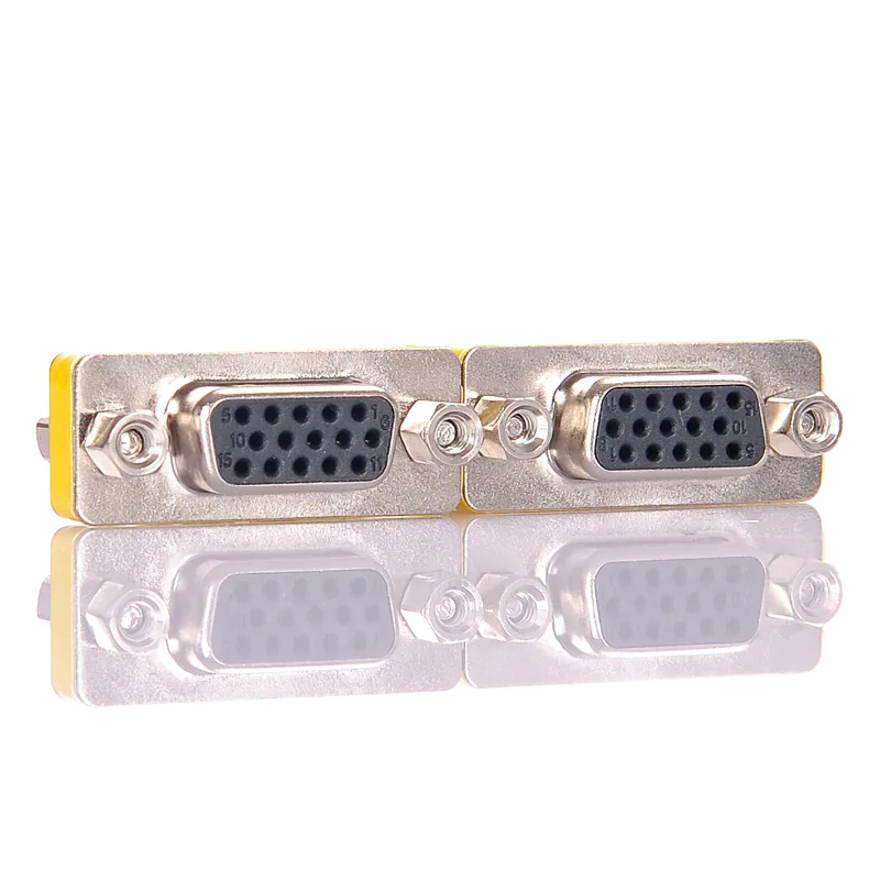 VGA HD15 15 Pin Nickel plated Connector hd15 Female to Female Adapter d-sub db 15pin Female to Female vga adapter  wholesale