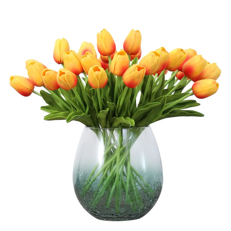 Wholesale PU real touch tulip flower artificial flower wedding simulation flower home decoration mini tulip