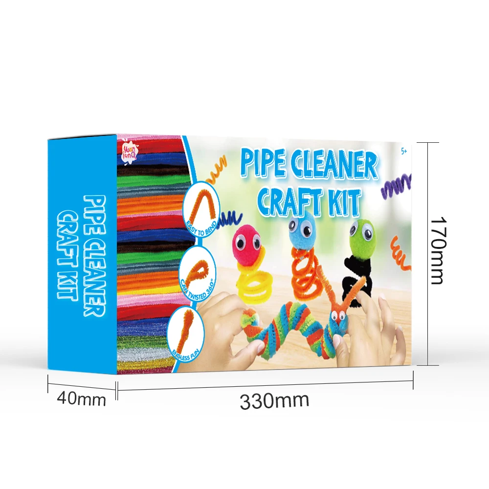 OEM Magic Colorful DIY Wire Chenille Stem Foam Pipe Cleaners Craft Kit With Pom-poms