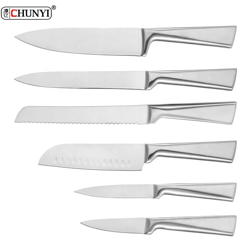 New Design Professional 6PCS Kitchen Set 3Cr Stainless Steel Knife Set Kitchen Chef Knife Set with Classic Hollow Handle