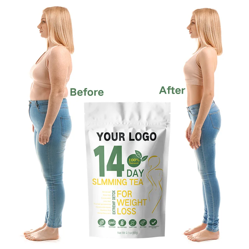 Top Grade Best 100% organic 14 days slim tea bag flat tummy skinny herbal detox tea weight loss slimming tea