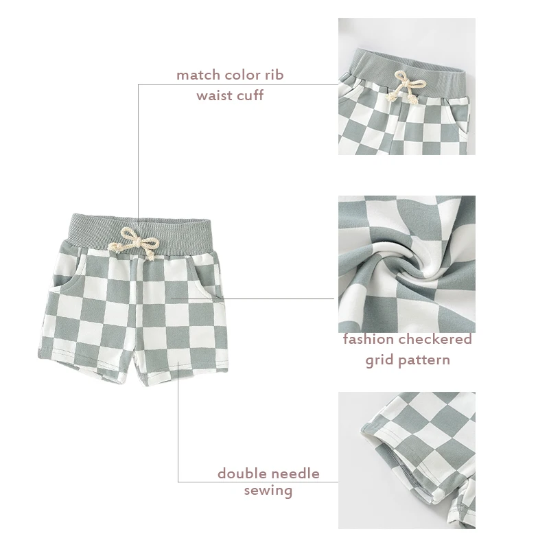 Fast Delivery Plaid Print Long Sleeve Children 2pcs Top And Short Set Baby Girls Clothing Set Baby Clothes Supplier