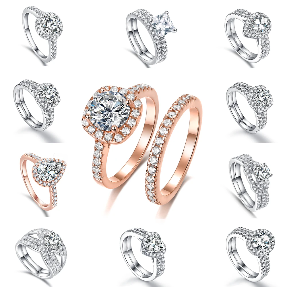 High End Design Platinum plating 925 Sterling Sliver Ring Zircon Wedding Ring