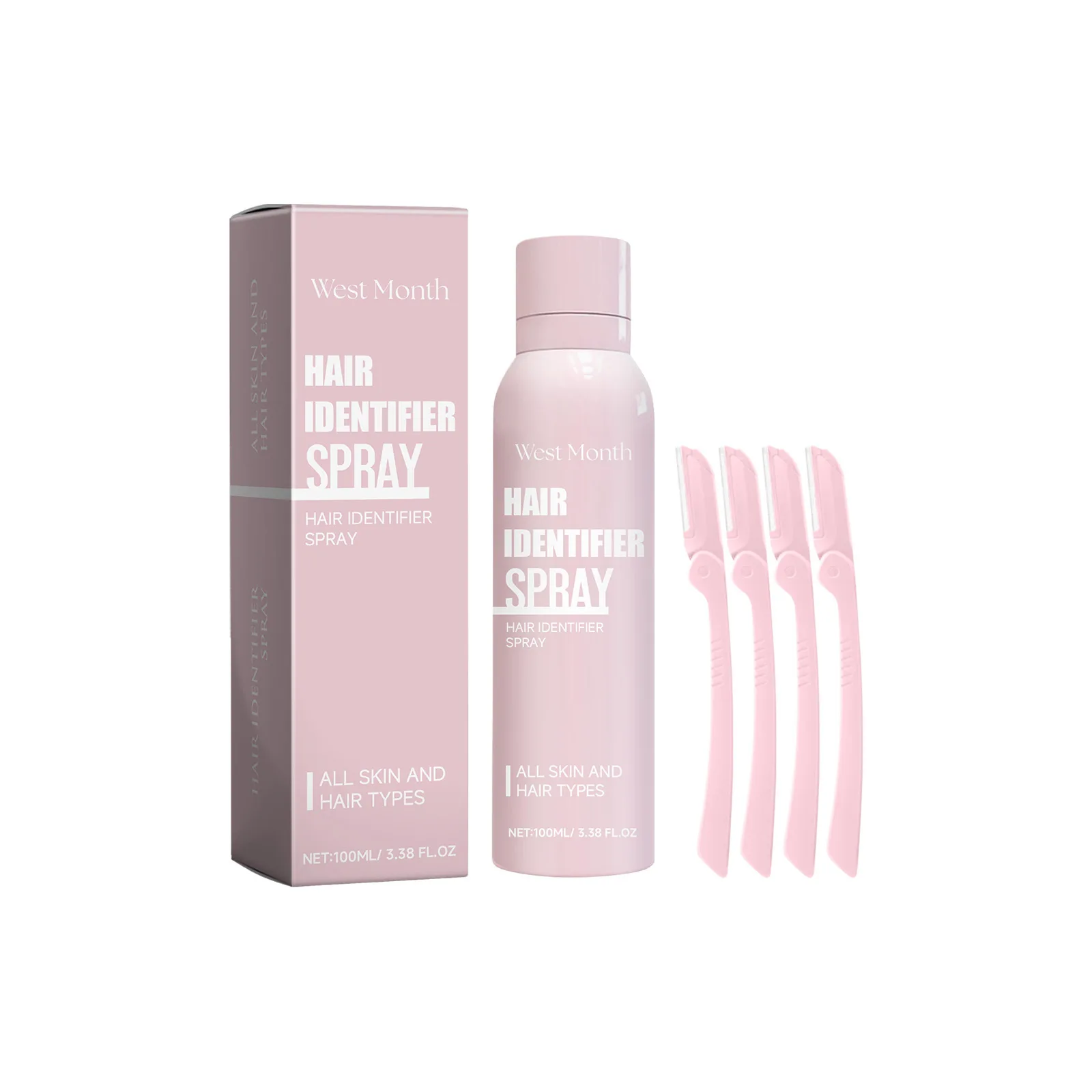 New aluminum bottle aerosol hair identify spray Dermaplaning face hair identifying spray for face shaving for all skin styles