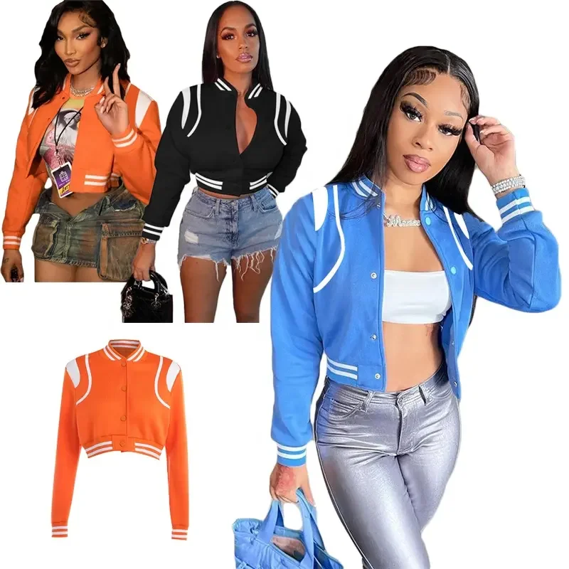 New Arrival 2023 Fall Winter Hip Hop Varsity Jacket Patchwork College Womens Harajuku Baseball Coats Casual Jackets For Women