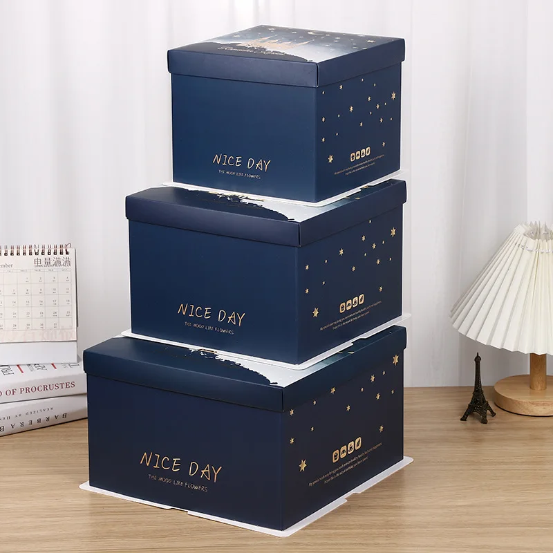 Wholesale high quality colorful paper cake box custom cake packaging with handle
