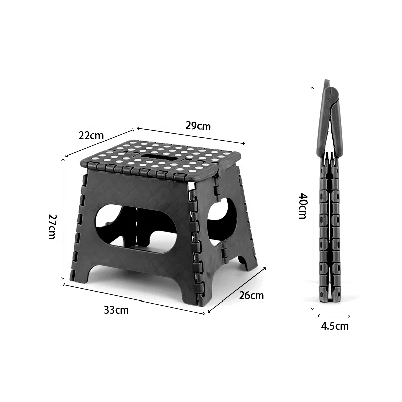 11inches 2021 New Trendy Furniture Black White Foldable Stool Plastic Foot Stool For Kitchen, RU1403 Folding Step Stool