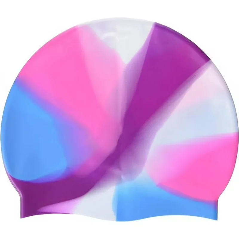 AMZ Custom Professional Swim Caps Tie Dye Swimming Pool Cap Logo Youth Pink Purple Blue NA Silicone Waterproof Swim Sap