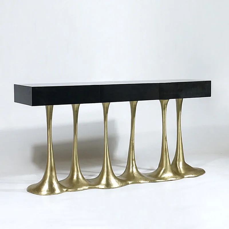 Modern simple console table pure copper villa living room metal cabinet decorative entrance