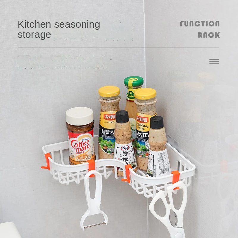 Угловой стеллаж для хранения кухни и ванной комнаты настенный подвесной полый угловой полка приправ туалетных принадлежностей
