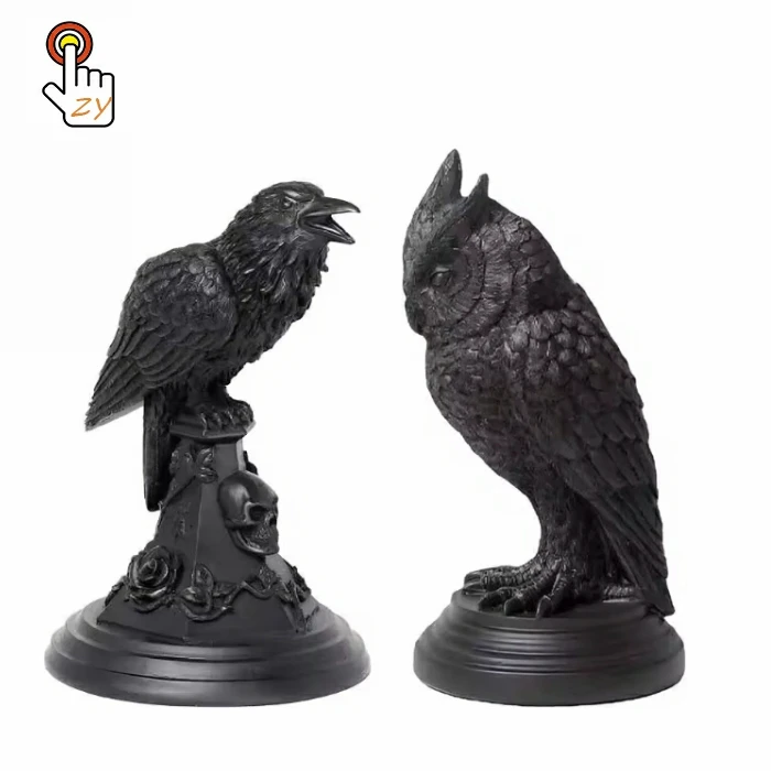 Halloween Gothic Crow Candlestick Decoration Resin Home Antique Arts and Crafts Gift Candle Holder