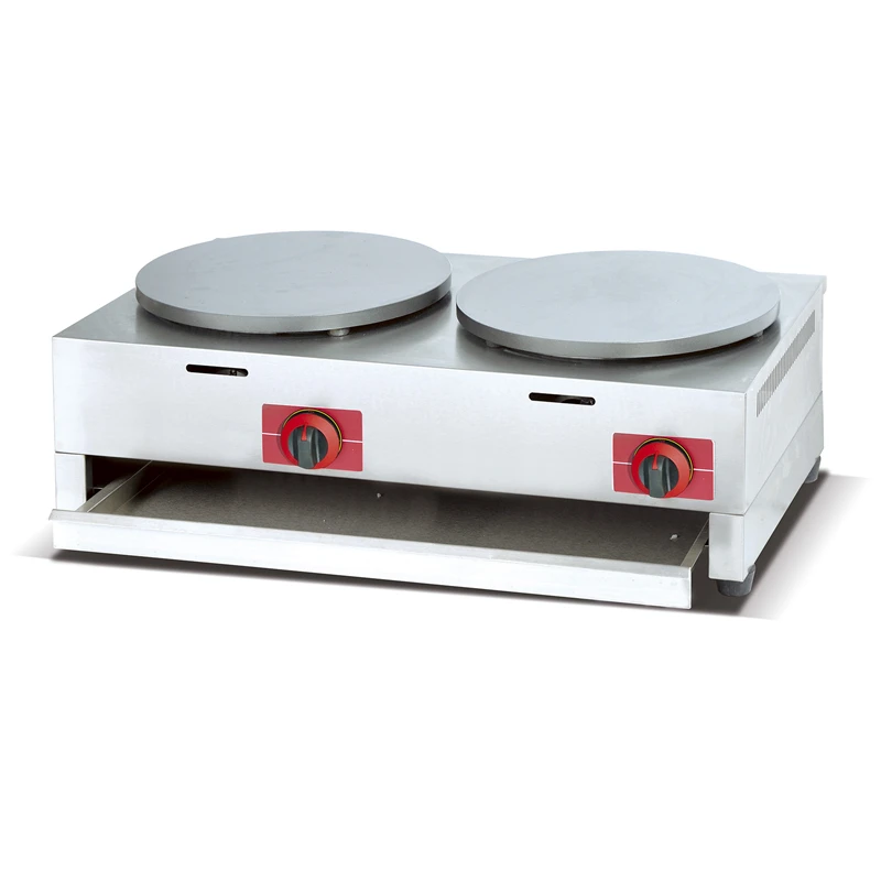 Oute 2 Plates Non-Stick Industrial Crepes Machine Gas Crepe Maker for Home Use Restaurant Retail Hotels Food Shops on Sale