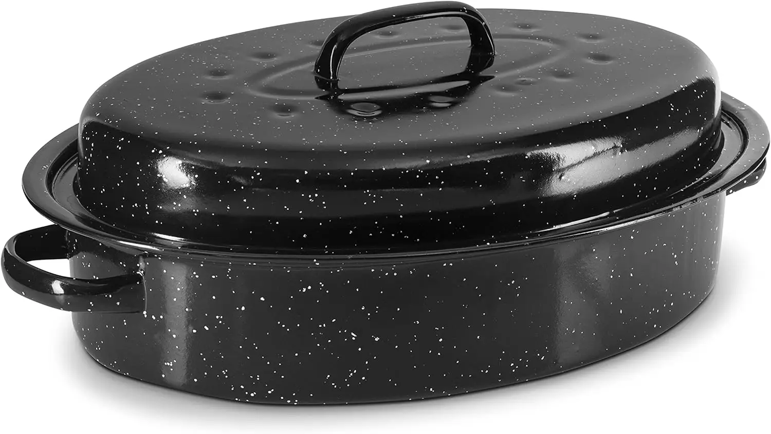 Enamel Roaster Pan Alpine Cuisine Enamel Oval Roaster Carbon Steel Oval Roasting Pan 13-Inch Oven & Dishwasher Safe