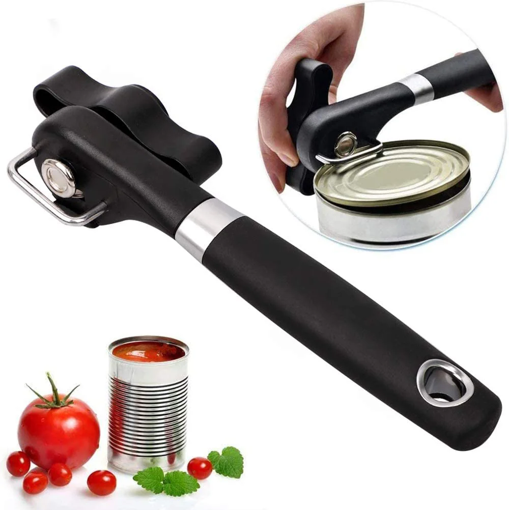 Professional Kitchen Tool Safety Hand-actuated Can Opener Side Cut Easy Grip Manual Opener Knife for Cans Lid
