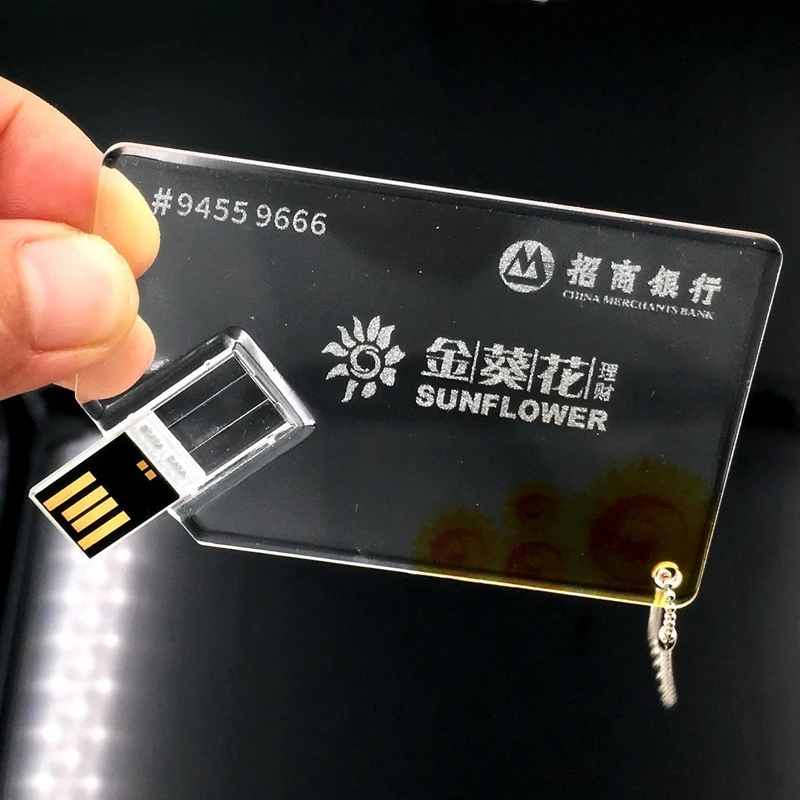 Factory Custom Crystal Credit Card 1gb 2gb Usb Flash Drive Pendrive Business Memoria Usb Memory Card