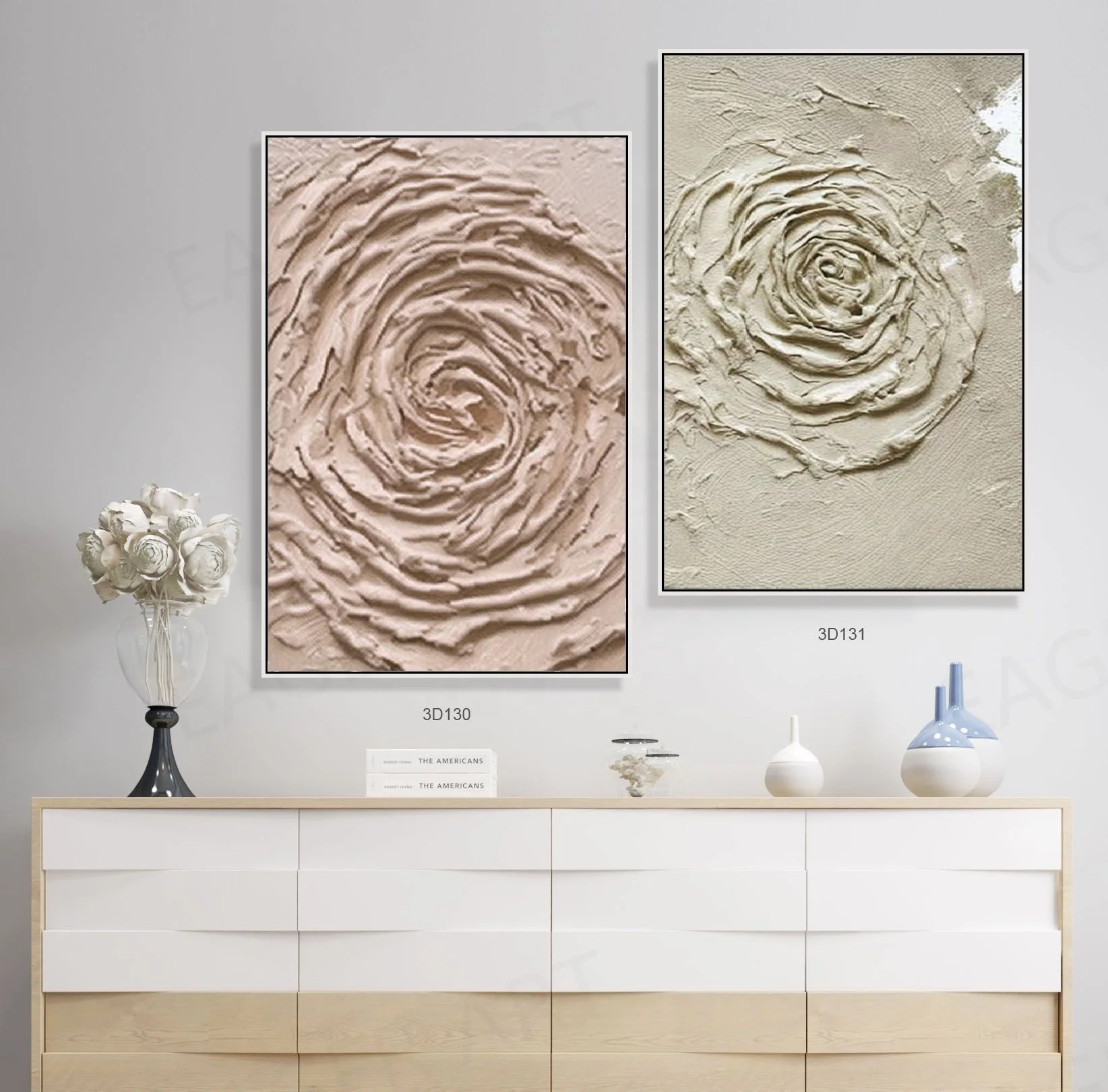 Hot Sale Extra Large Home Decor Handpainted Canvas Artwork Modern Flower Relief Painting Abstract Wall Art