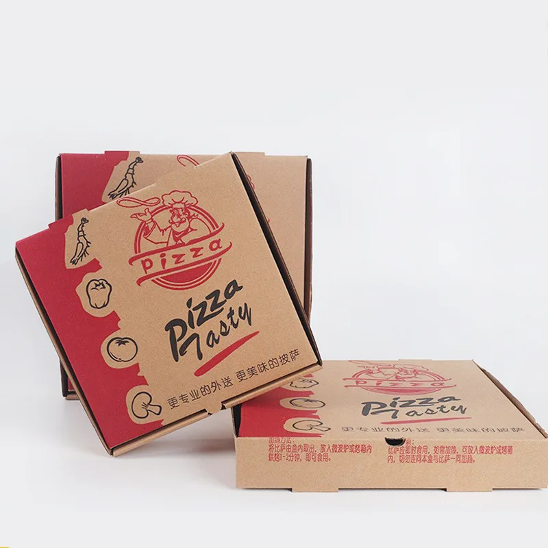 logo and image customized kraft color pizza box
