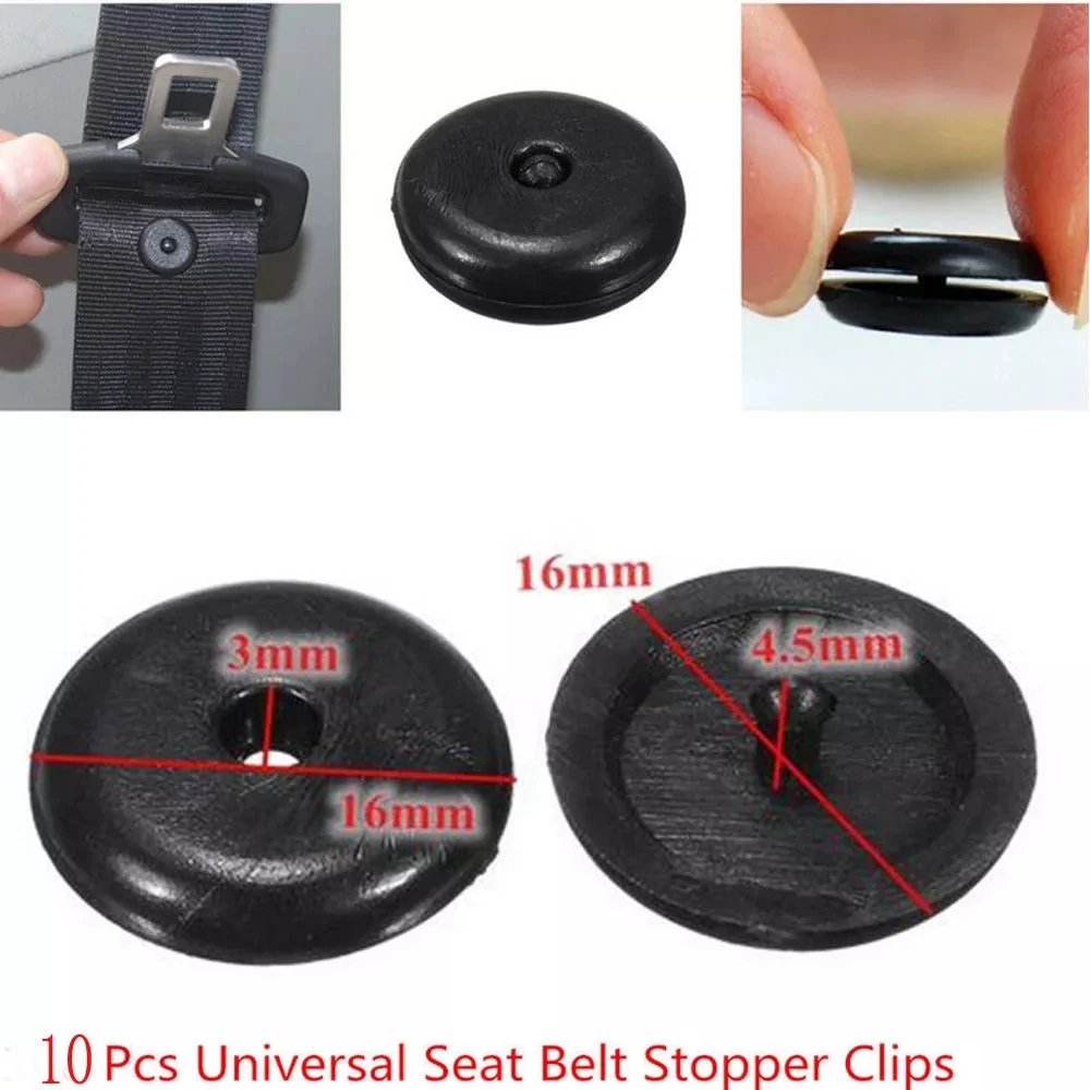Car Parts Black Plastic Car Safety Seat Belt Stopper Spacing Limit Buckle Clip Retainer Seatbelt Stop Button