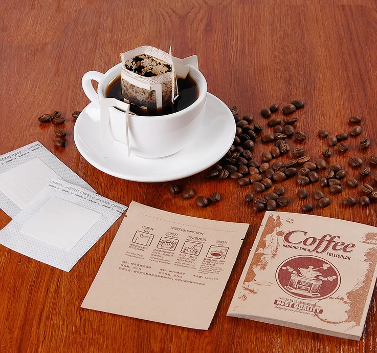 Customized Disposable Single Serve Empty Tea Packaging Sachet Paper Box Portable Hanging Ear Coffee Drip Filter Bag