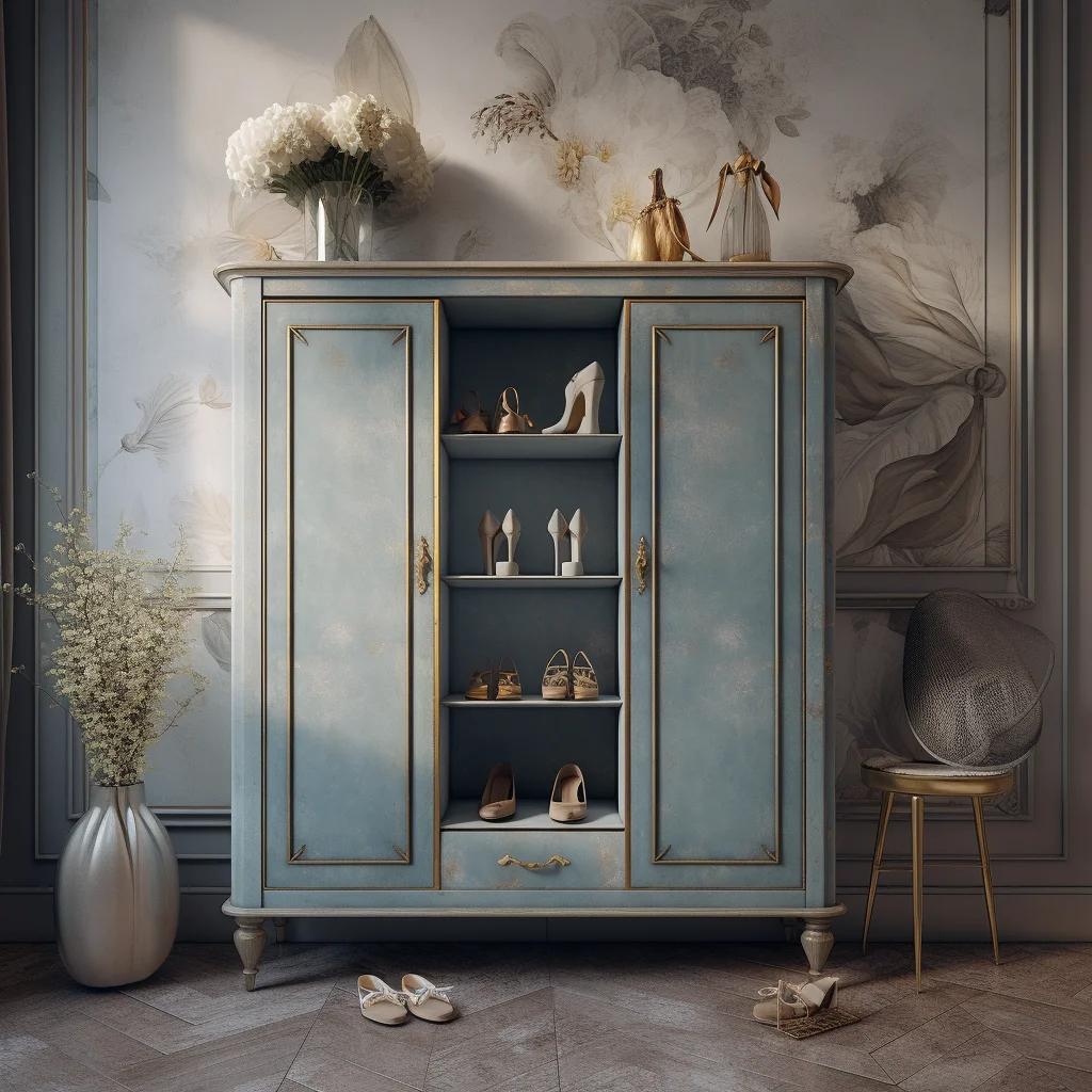 2024 AI Creative Concept Design Entrance Shoe Cabinet Of A French-Style AI 3D Rendering AI 3D Rendering Interior Services