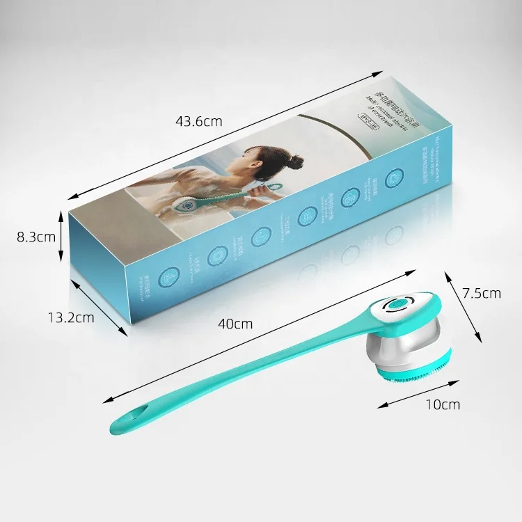 Wholesale electric facial back skin scrubber long handle shower body washing brush