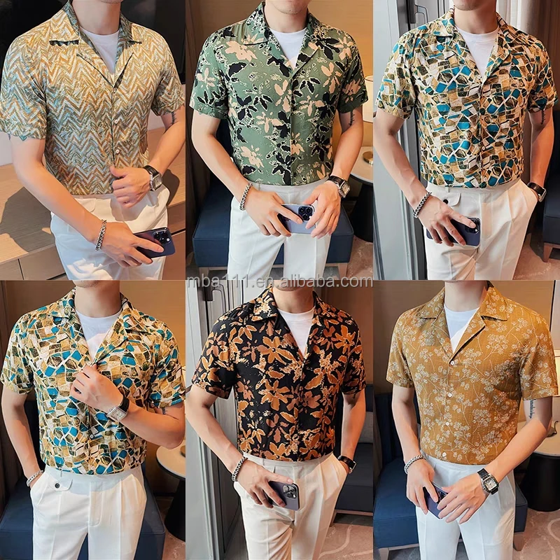 New Fashion Luxury Summer Man Shirt Wholesale Printed Brand Designer Casual Shirts