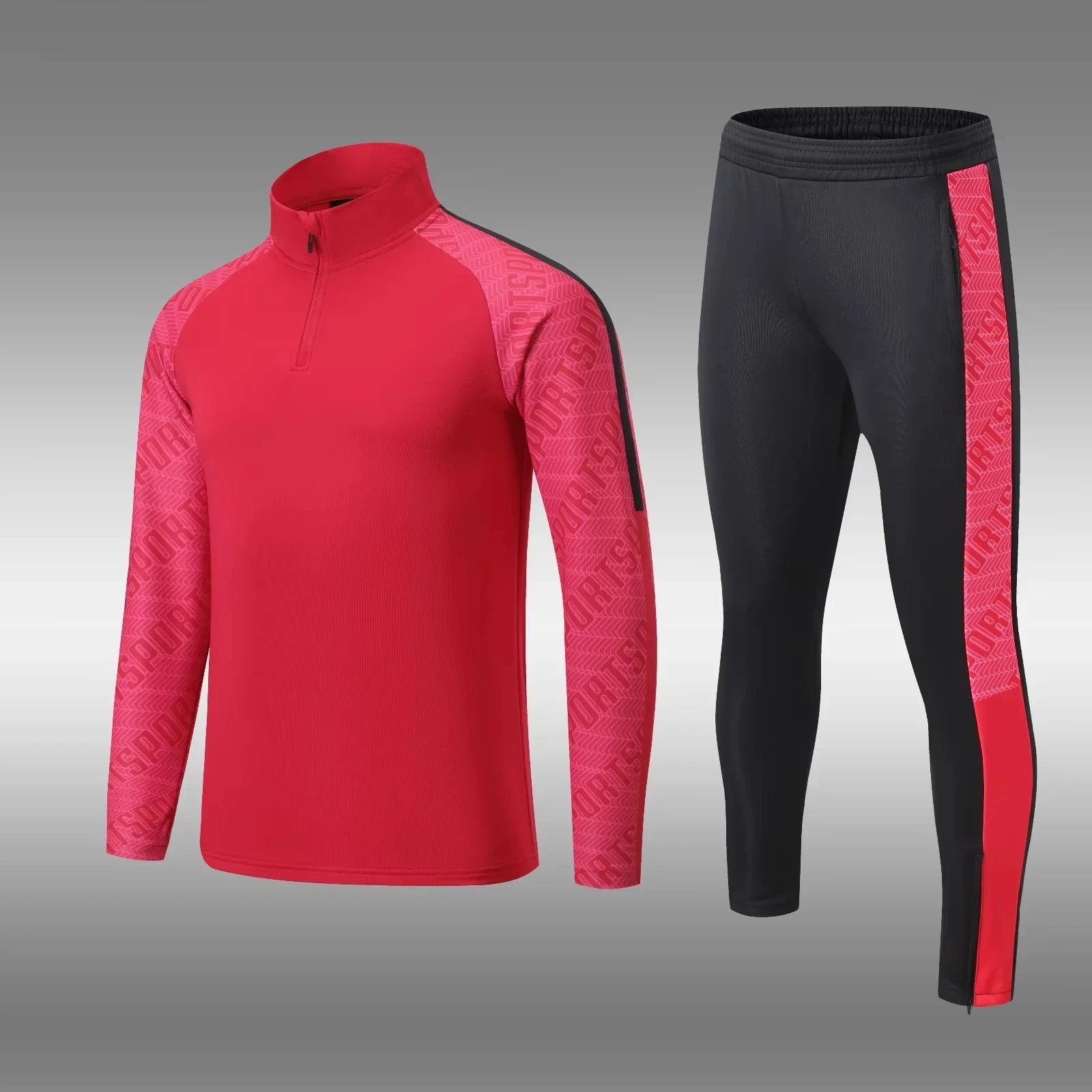 23-24 New Arrival Half Zipper Mens Soccer Tracksuit Thai Quality Long Sleeves Football Training Jacket Suits