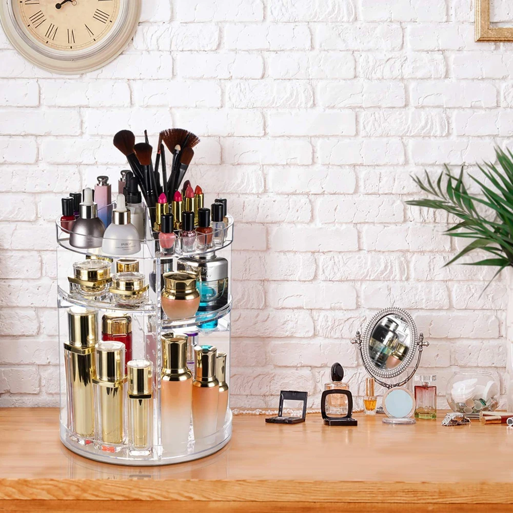 Cosmetic Storage Box 360 Rotating Makeup Organizer Lipstick Makeup Brush Holder