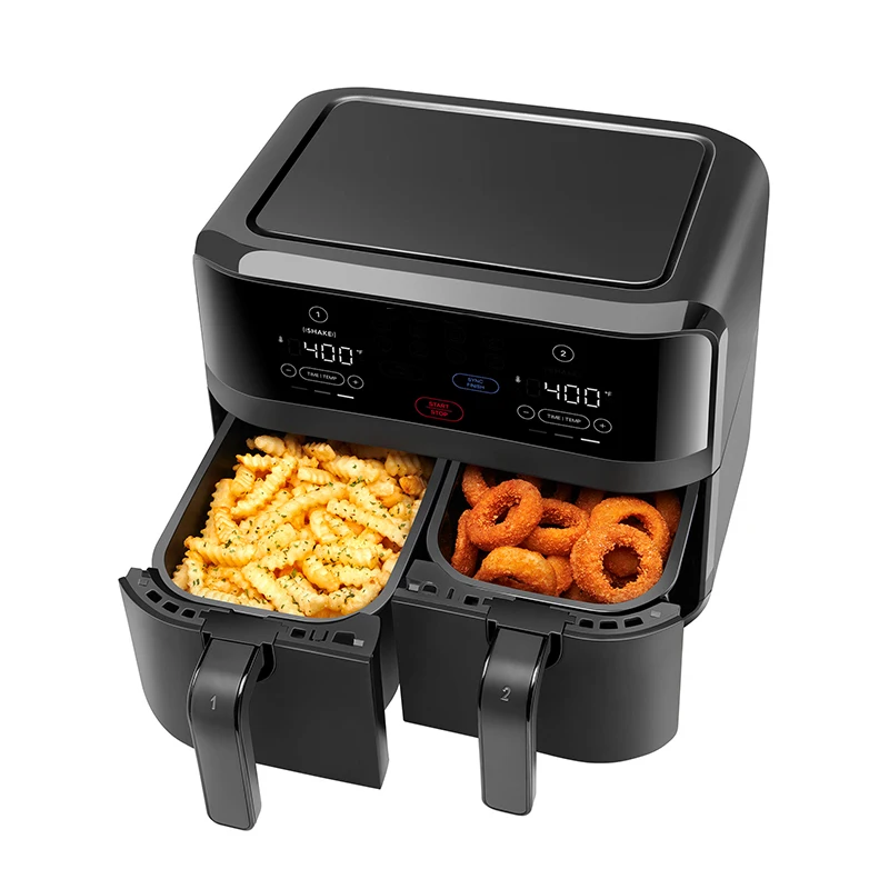 Большая емкость 9 л, двойная воздушная фритюрница, две двойные корзины с двумя корзинами, доступны услуги OEM
