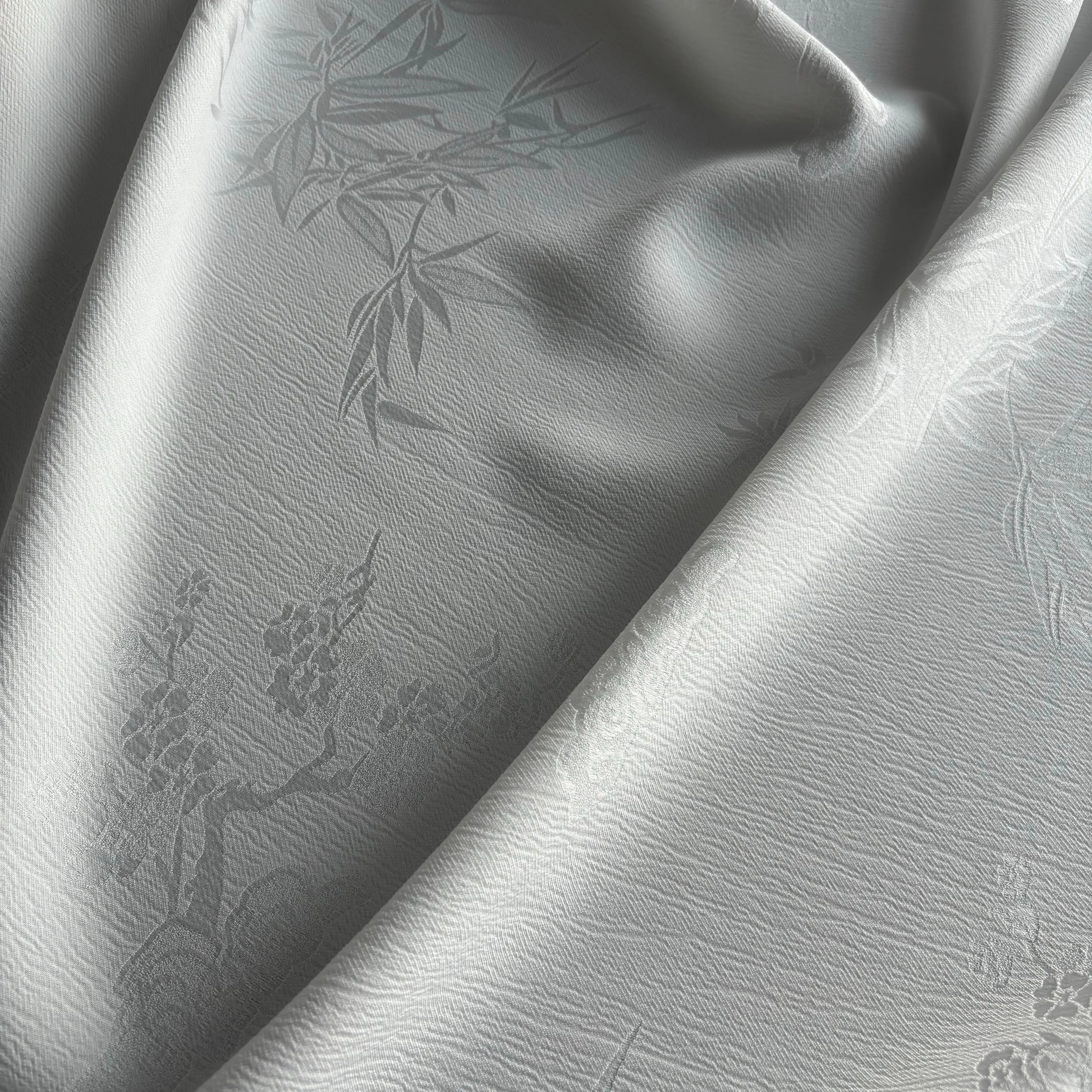 3316 Acetate Like Satin Embossed Jacquard Fabric With Cloud & Bamboo Embossing Pattern For Cheongsam Dresses