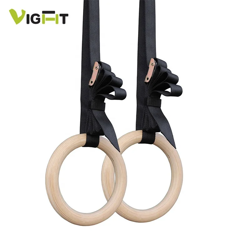 New style easy carry wooden hand grip rings wood gymnastic fitness ring
