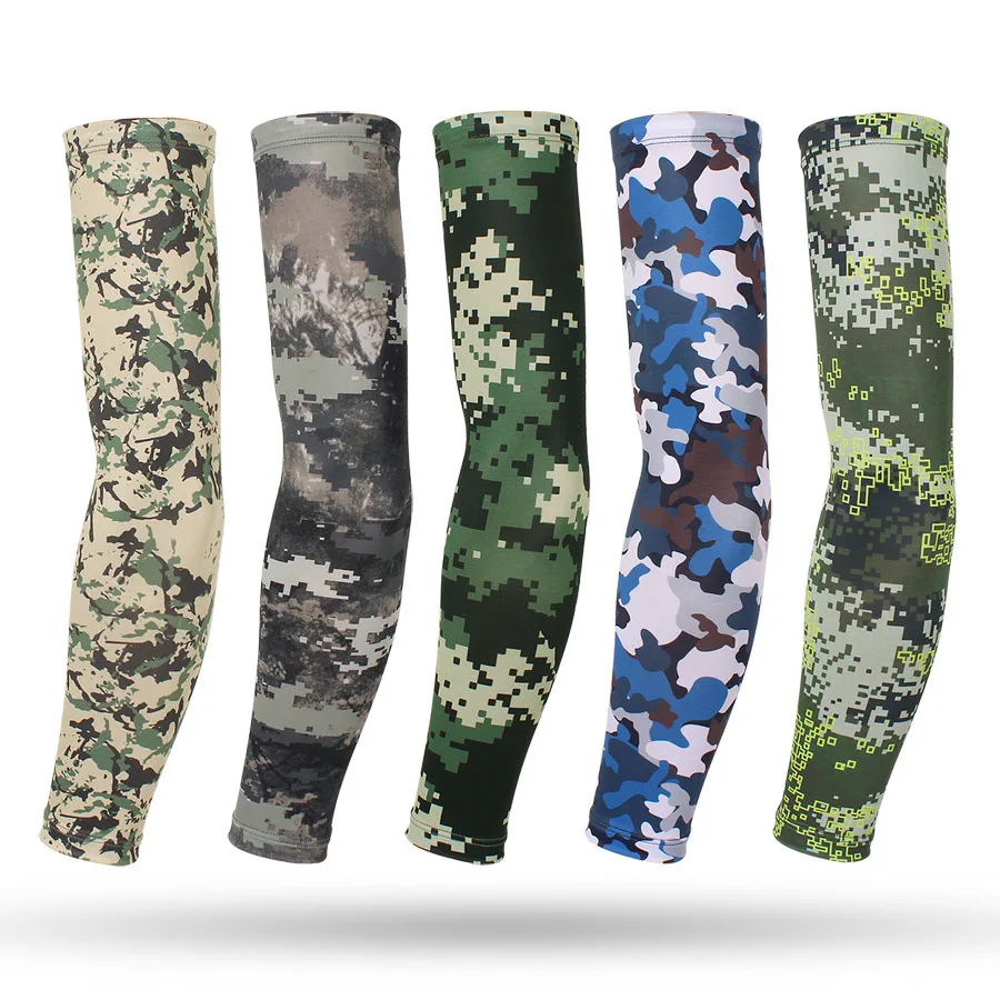 UPF50+ UV Sun Protection Cooling Compression XXL Sports Cycling Fishing Camo Ice Silk Arm Cover Sleeves
