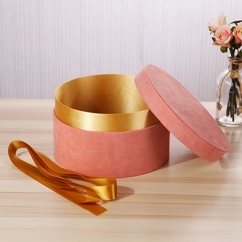 High Quality Custom Round Suede Flower Box